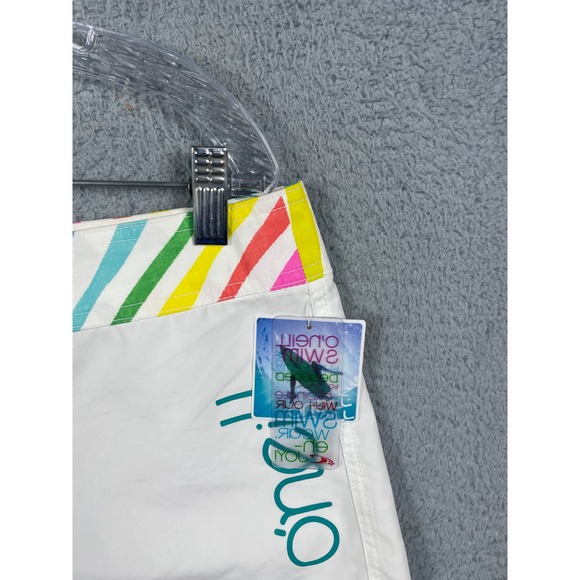 O'neill Junior Womens Size 3 White Swim Shorts Rainbow Waistband NWT - Picture 7 of 9